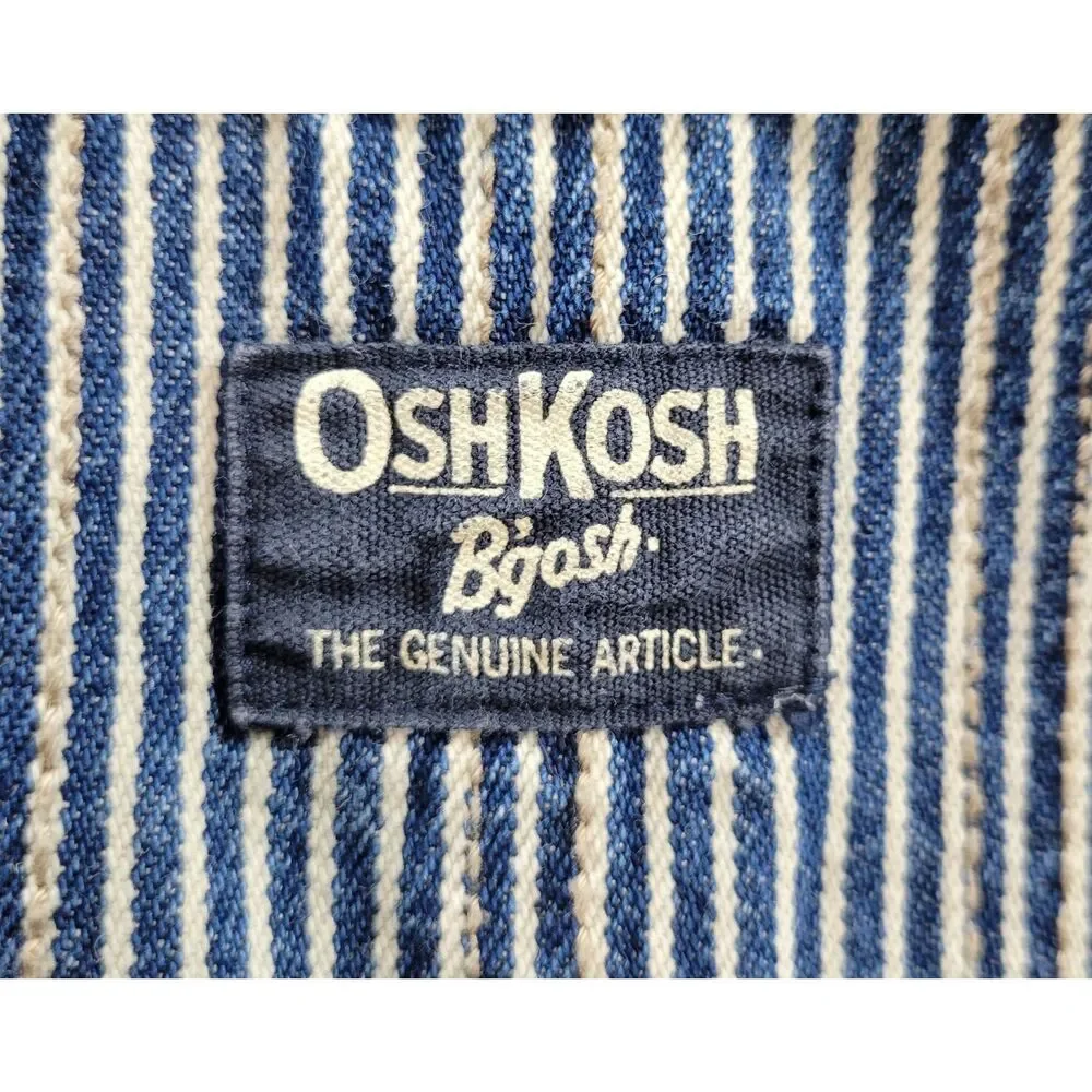 OshKosh B'gosh Vestbak Hickory Stripe Overalls 3T Blue White Railroad Stripes